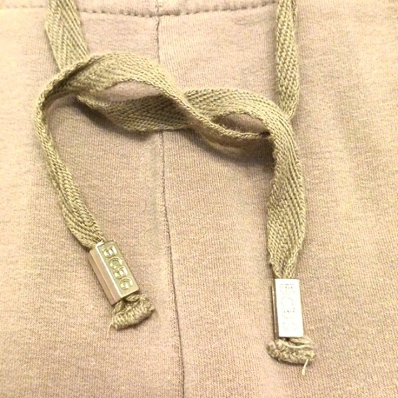 BCBGMaxAzria Lounge Pants Sz S Sparkle Studs Beads Letters TAUPE TAN - Picture 11 of 14